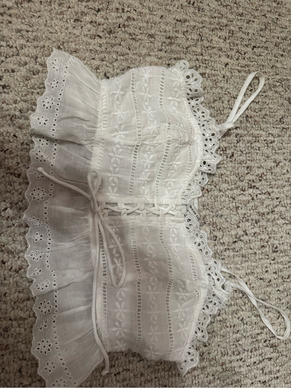 American Eagle Outfitters White Eyelet Lace Crop Top